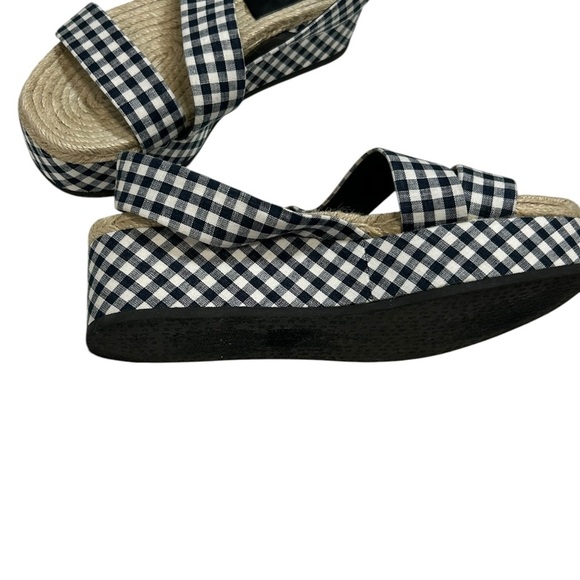 Rag & Bone Checkered Gingham Ankle Strap Megan Platform Sandals 7.5 Blue White - Picture 14 of 16